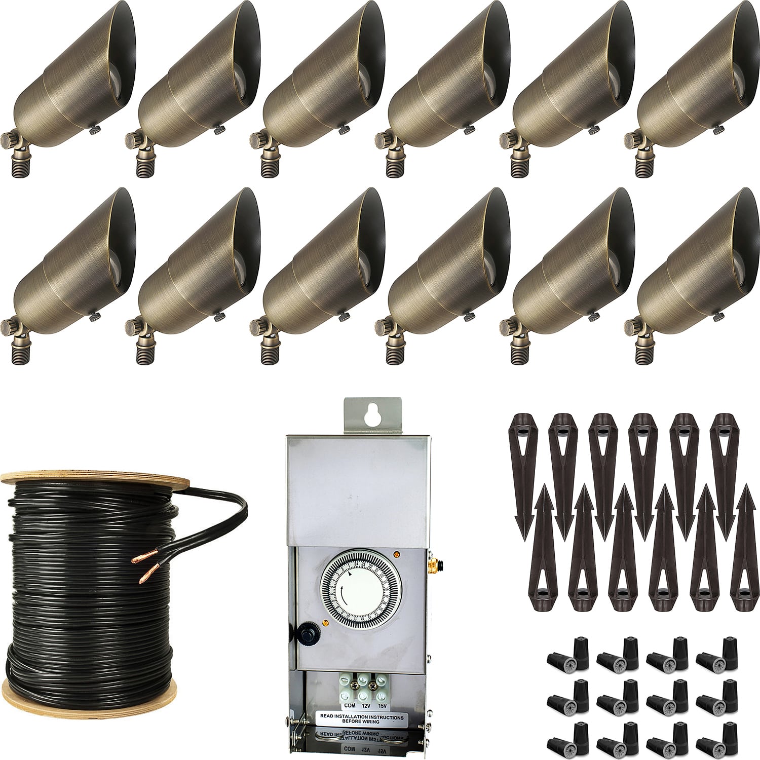 Patriot Brass or Copper 12-Light Spotlight Kit Questions & Answers