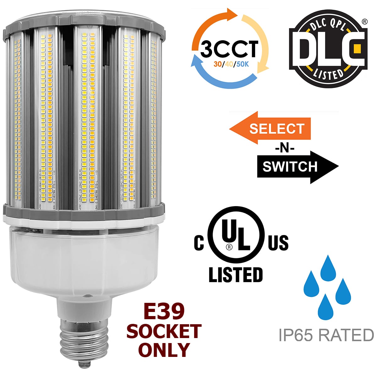 80 Watt Max NexGen Multi-Select LED Corn Bulb Retrofit, For E39 Mogul Socket Base, CCT & Wattage Selectable Questions & Answers