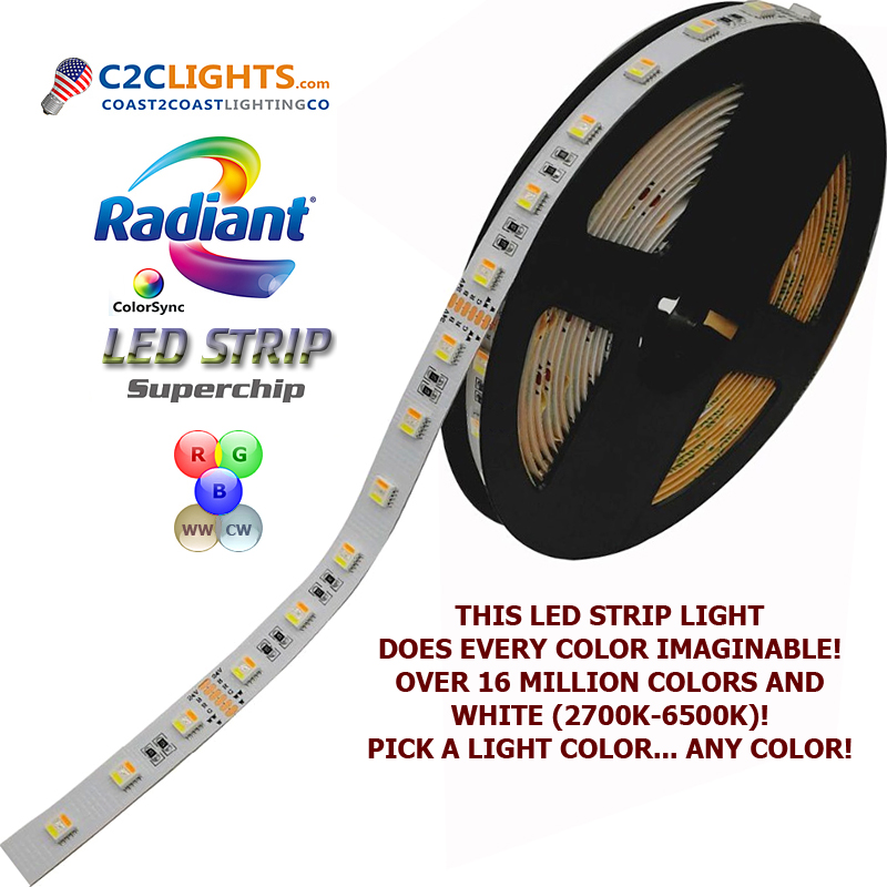 In the context of a "12V/24V 5.2 Watt/Foot RGB+WW To CW LED Strip," what does "WW" signify in LED lighting?