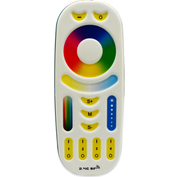 How does the remote control communicate with the lights?