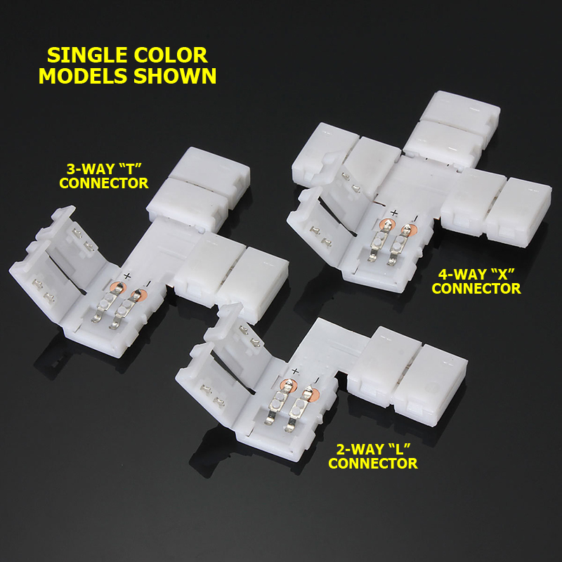 "L" 2-Way, "T" 3-Way, or "X" 4-Way Connectors for 12V/24V LED Strip Light Questions & Answers