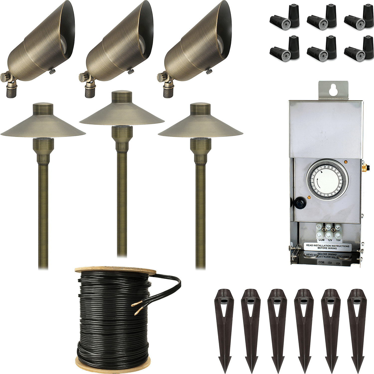How many in-ground spikes are included in the kit?