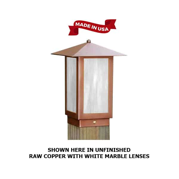 What lens material options are available for this post cap light?