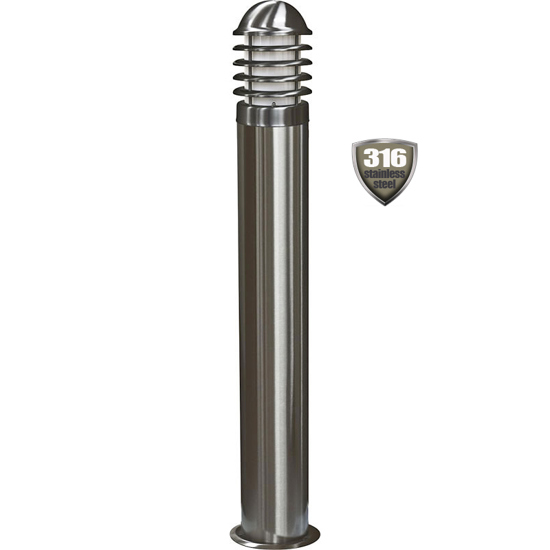 What is the wattage range of the LED used in the bollard light?