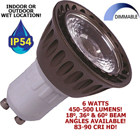 120V 6 Watt Dimmable Wet Location LED GU10 MR16 - 36°, 18°, or 60° Beam Questions & Answers